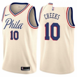 Mens Nike Philadelphia 76ers 10 Maurice Cheeks Swingman Cream NBA Jersey City Edition