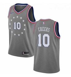 Mens Nike Philadelphia 76ers 10 Maurice Cheeks Swingman Gray NBA Jersey City Edition