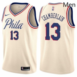 Mens Nike Philadelphia 76ers 13 Wilt Chamberlain Authentic Cream NBA Jersey City Edition