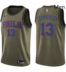 Mens Nike Philadelphia 76ers 13 Wilt Chamberlain Swingman Green Salute to Service NBA Jersey