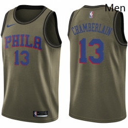 Mens Nike Philadelphia 76ers 13 Wilt Chamberlain Swingman Green Salute to Service NBA Jersey