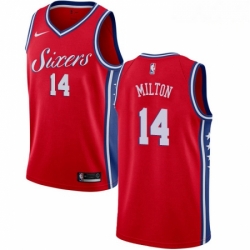 Mens Nike Philadelphia 76ers 14 Shake Milton Swingman Red NBA Jersey Statement Edition 