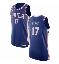 Mens Nike Philadelphia 76ers 17 JJ Redick Authentic Blue Road NBA Jersey Icon Edition 