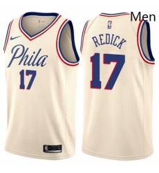 Mens Nike Philadelphia 76ers 17 JJ Redick Authentic Cream NBA Jersey City Edition 