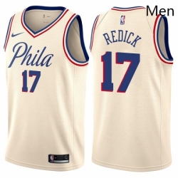 Mens Nike Philadelphia 76ers 17 JJ Redick Authentic Cream NBA Jersey City Edition 