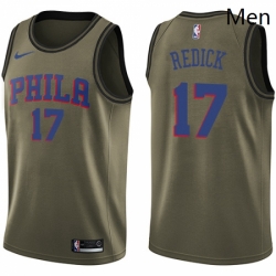 Mens Nike Philadelphia 76ers 17 JJ Redick Swingman Green Salute to Service NBA Jersey 