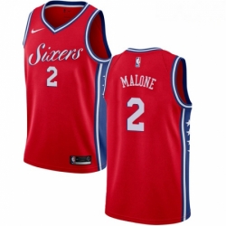 Mens Nike Philadelphia 76ers 2 Moses Malone Authentic Red Alternate NBA Jersey Statement Edition