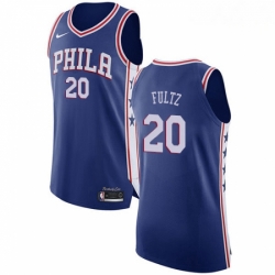 Mens Nike Philadelphia 76ers 20 Markelle Fultz Authentic Blue Road NBA Jersey Icon Edition