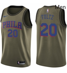 Mens Nike Philadelphia 76ers 20 Markelle Fultz Swingman Green Salute to Service NBA Jersey