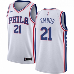 Mens Nike Philadelphia 76ers 21 Joel Embiid Authentic White Home NBA Jersey Association Edition