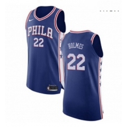 Mens Nike Philadelphia 76ers 22 Richaun Holmes Authentic Blue Road NBA Jersey Icon Edition 