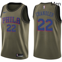 Mens Nike Philadelphia 76ers 22 Wilson Chandler Swingman Green Salute to Service NBA Jersey 