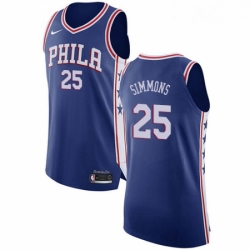 Mens Nike Philadelphia 76ers 25 Ben Simmons Authentic Blue Road NBA Jersey Icon Edition