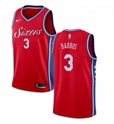 Mens Nike Philadelphia 76ers 3 Dana Barros Authentic Red Alternate NBA Jersey Statement Edition