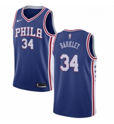 Mens Nike Philadelphia 76ers 34 Charles Barkley Swingman Blue Road NBA Jersey Icon Edition