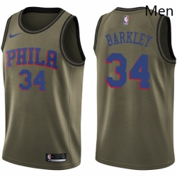 Mens Nike Philadelphia 76ers 34 Charles Barkley Swingman Green Salute to Service NBA Jersey