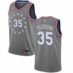 Mens Nike Philadelphia 76ers 35 Clarence Weatherspoon Swingman Gray NBA Jersey City Edition 
