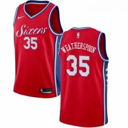 Mens Nike Philadelphia 76ers 35 Clarence Weatherspoon Swingman Red Alternate NBA Jersey Statement Edition 
