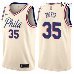 Mens Nike Philadelphia 76ers 35 Trevor Booker Authentic Cream NBA Jersey City Edition 