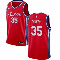 Mens Nike Philadelphia 76ers 35 Trevor Booker Authentic Red NBA Jersey Statement Edition 