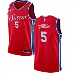 Mens Nike Philadelphia 76ers 5 Amir Johnson Swingman Red Alternate NBA Jersey Statement Edition 
