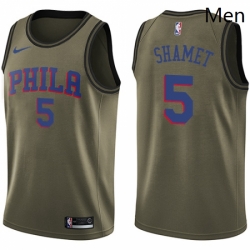 Mens Nike Philadelphia 76ers 5 Landry Shamet Swingman Green Salute to Service NBA Jersey 