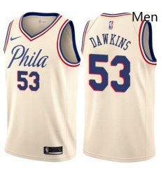 Mens Nike Philadelphia 76ers 53 Darryl Dawkins Authentic Cream NBA Jersey City Edition 