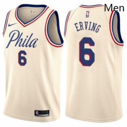 Mens Nike Philadelphia 76ers 6 Julius Erving Authentic Cream NBA Jersey City Edition