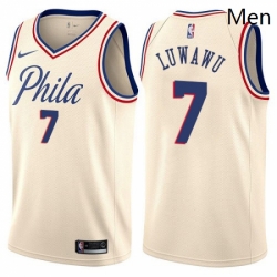 Mens Nike Philadelphia 76ers 7 Timothe Luwawu Authentic Cream NBA Jersey City Edition