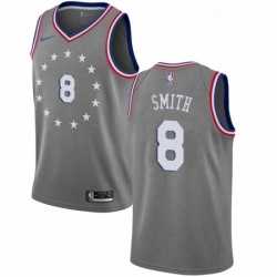 Mens Nike Philadelphia 76ers 8 Zhaire Smith Swingman Gray NBA Jersey City Edition 