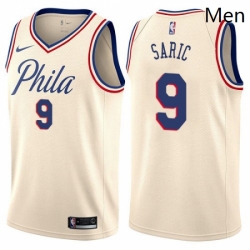 Mens Nike Philadelphia 76ers 9 Dario Saric Authentic Cream NBA Jersey City Edition 