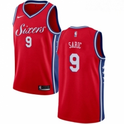 Mens Nike Philadelphia 76ers 9 Dario Saric Authentic Red Alternate NBA Jersey Statement Edition 