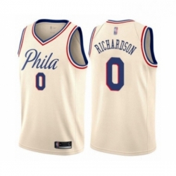 Mens Philadelphia 76ers 0 Josh Richardson Authentic Cream Basketball Jersey City Edition 