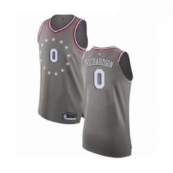 Mens Philadelphia 76ers 0 Josh Richardson Authentic Gray Basketball Jersey City Edition 