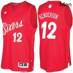 Mens Philadelphia 76ers 12 Gerald Henderson Red 2016 2017 Christmas Day NBA Swingman Jersey 
