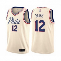 Mens Philadelphia 76ers 12 Tobias Harris Authentic Cream Basketball Jersey City Edition 