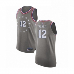 Mens Philadelphia 76ers 12 Tobias Harris Authentic Gray Basketball Jersey City Edition 