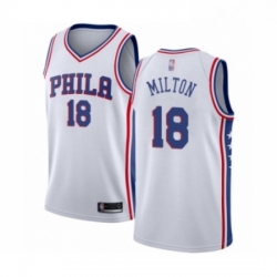 Mens Philadelphia 76ers 18 Shake Milton Authentic White Basketball Jersey Association Edition 