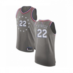Mens Philadelphia 76ers 22 Mattise Thybulle Authentic Gray Basketball Jersey City Edition 