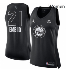 Womens Nike Jordan Philadelphia 76ers 21 Joel Embiid Swingman Black 2018 All Star Game NBA Jersey