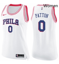 Womens Nike Philadelphia 76ers 0 Justin Patton Swingman White Pink Fashion NBA Jersey 