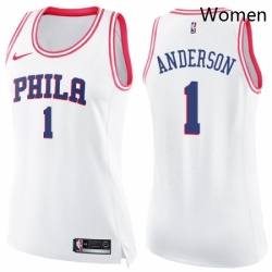 Womens Nike Philadelphia 76ers 1 Justin Anderson Swingman WhitePink Fashion NBA Jersey