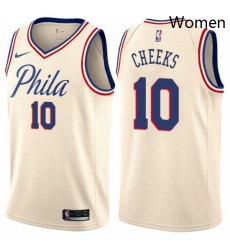 Womens Nike Philadelphia 76ers 10 Maurice Cheeks Swingman Cream NBA Jersey City Edition