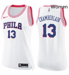 Womens Nike Philadelphia 76ers 13 Wilt Chamberlain Swingman WhitePink Fashion NBA Jersey