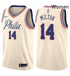 Womens Nike Philadelphia 76ers 14 Shake Milton Swingman Cream NBA Jersey City Edition 