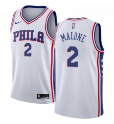 Womens Nike Philadelphia 76ers 2 Moses Malone Authentic White Home NBA Jersey Association Edition