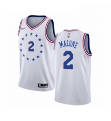Womens Nike Philadelphia 76ers 2 Moses Malone White Swingman Jersey Earned Edition