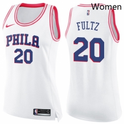 Womens Nike Philadelphia 76ers 20 Markelle Fultz Swingman WhitePink Fashion NBA Jersey