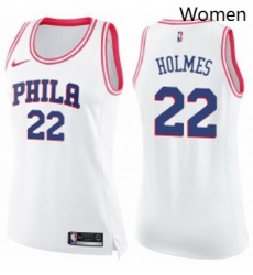Womens Nike Philadelphia 76ers 22 Richaun Holmes Swingman WhitePink Fashion NBA Jersey 