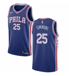Womens Nike Philadelphia 76ers 25 Ben Simmons Swingman Blue Road NBA Jersey Icon Edition